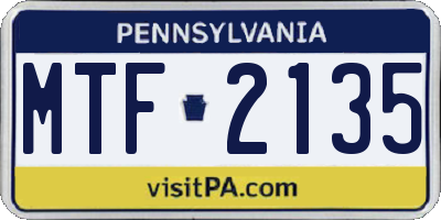 PA license plate MTF2135