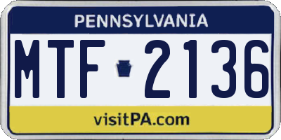 PA license plate MTF2136