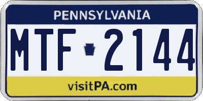 PA license plate MTF2144