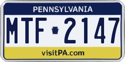 PA license plate MTF2147