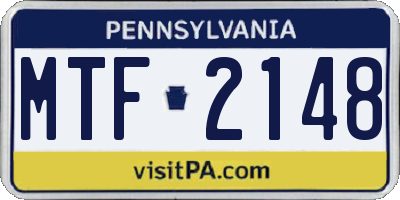 PA license plate MTF2148