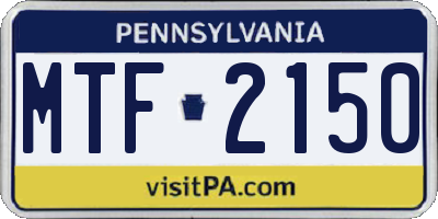 PA license plate MTF2150
