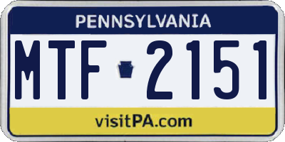 PA license plate MTF2151