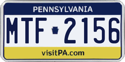PA license plate MTF2156