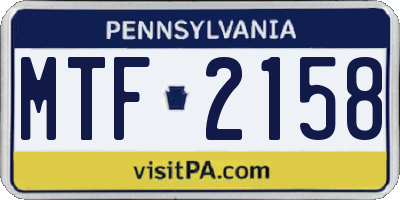 PA license plate MTF2158