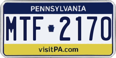 PA license plate MTF2170