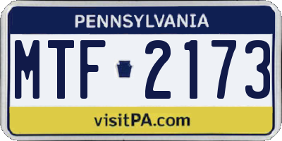 PA license plate MTF2173