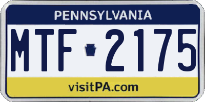 PA license plate MTF2175