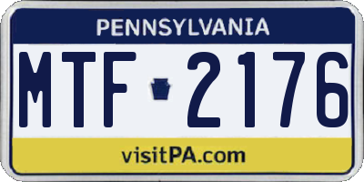 PA license plate MTF2176