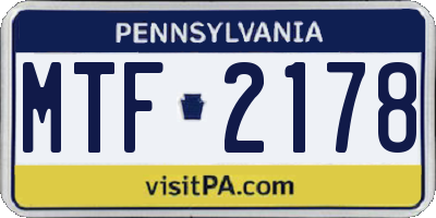 PA license plate MTF2178