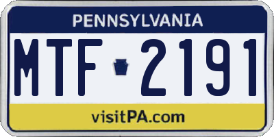 PA license plate MTF2191