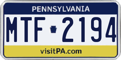 PA license plate MTF2194