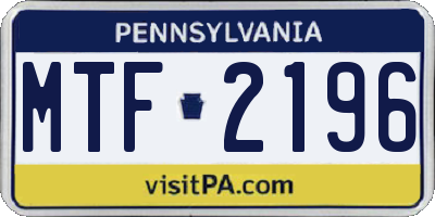 PA license plate MTF2196