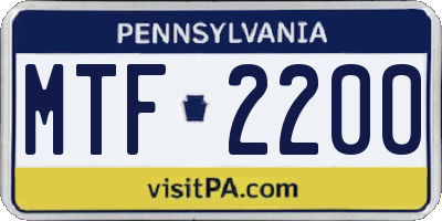 PA license plate MTF2200
