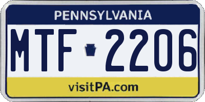 PA license plate MTF2206