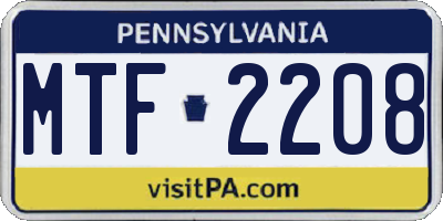 PA license plate MTF2208