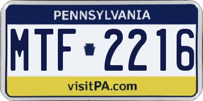 PA license plate MTF2216