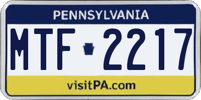 PA license plate MTF2217