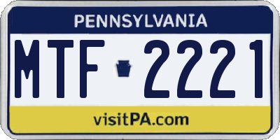 PA license plate MTF2221