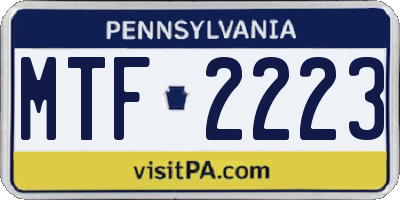 PA license plate MTF2223