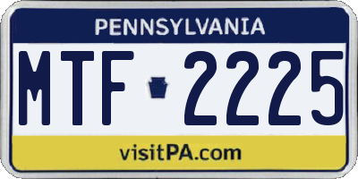 PA license plate MTF2225