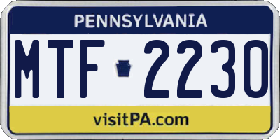 PA license plate MTF2230