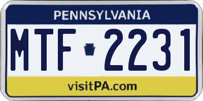 PA license plate MTF2231