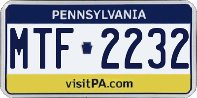PA license plate MTF2232