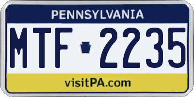PA license plate MTF2235