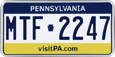 PA license plate MTF2247