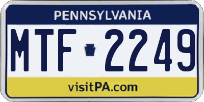PA license plate MTF2249