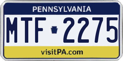 PA license plate MTF2275