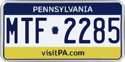 PA license plate MTF2285