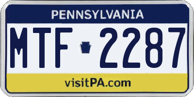 PA license plate MTF2287