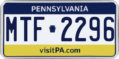 PA license plate MTF2296