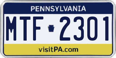 PA license plate MTF2301