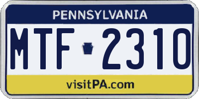 PA license plate MTF2310