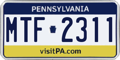 PA license plate MTF2311