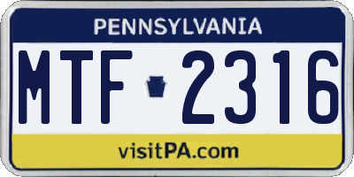 PA license plate MTF2316