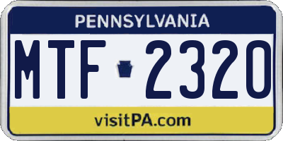 PA license plate MTF2320
