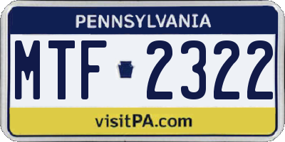 PA license plate MTF2322