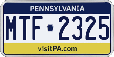 PA license plate MTF2325