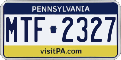 PA license plate MTF2327