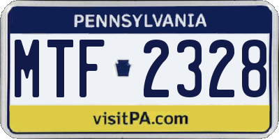 PA license plate MTF2328