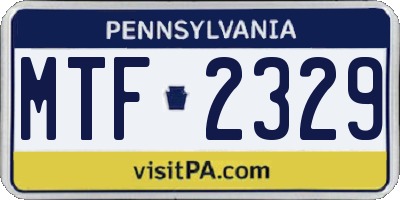 PA license plate MTF2329