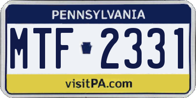 PA license plate MTF2331