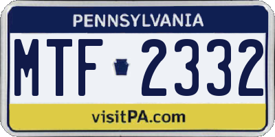 PA license plate MTF2332