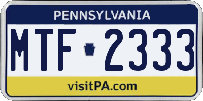 PA license plate MTF2333