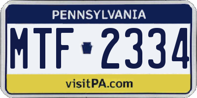 PA license plate MTF2334