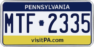 PA license plate MTF2335